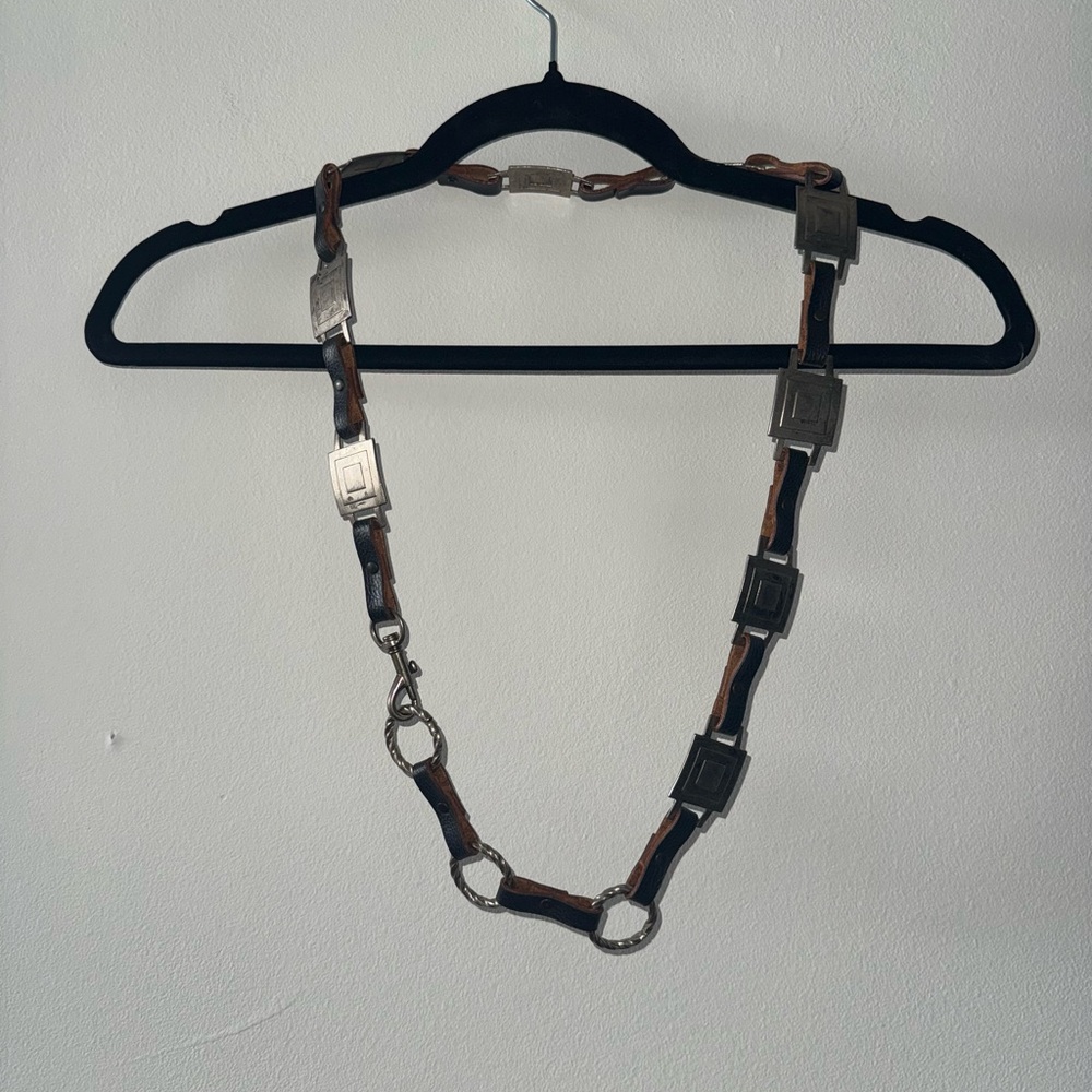 Vintage Black Belt With Metal Detail